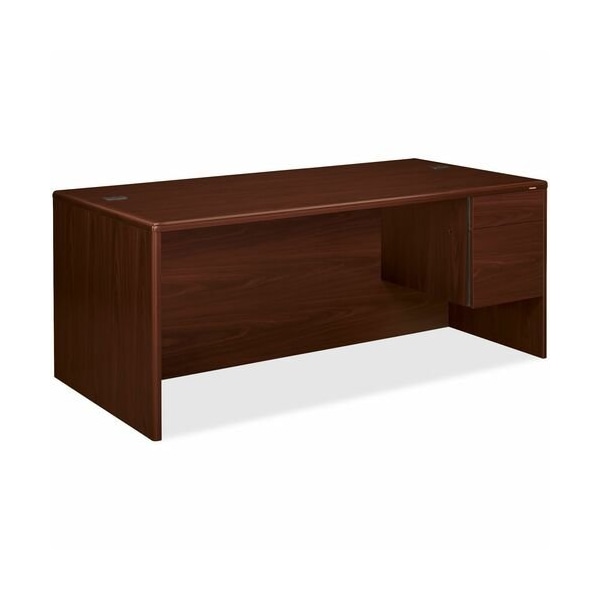 Hon HON 10785RNN, 10700 SERIES SINGLE 3/4 RIGHT PEDESTAL DESK, 72W X 36D X 29.5H, MAHOGANY HON10785RNN - main